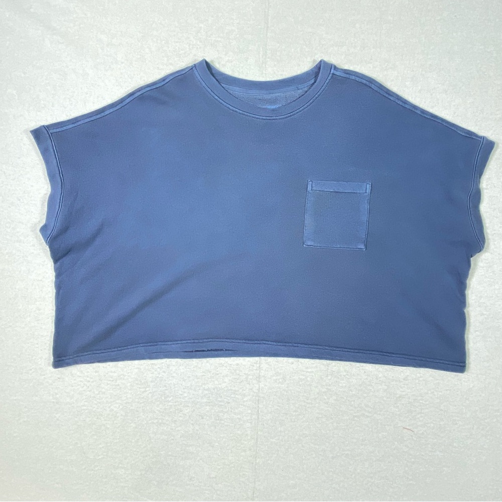 C&C California Sunwashed Beach Terry Sweater Women's XL Blue Crop Oversized NWT